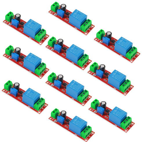 10PCS DC 12V NE555 Delay Timer Relay Switch Module, Adjustable 0-10 Seconds Constant Current Regulator Timer Delay