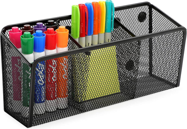 MaxGear Magnetic Pen Holder, Mesh Pencil Holder for Desk Storage, Extra Strong Magnets for Locker, Whiteboard, Office