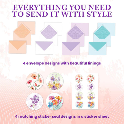 8 Pack 5x7in 4 Decorably Glittery Assorted Friend Card with Envelopes & Stickers - Cute Folded Life is Better with a
