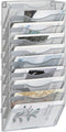 EasyPAG Mesh Wall File Holder, 10 Pockets Vertical Office Hanging File Organizer, Silver Magazine Rack for Documents