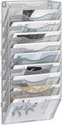 EasyPAG Mesh Wall File Holder, 10 Pockets Vertical Office Hanging File Organizer, Silver Magazine Rack for Documents