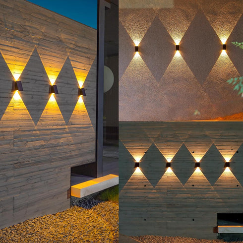 ASLIDECOR Solar Wall Lights, UP and Down Warm White Fence Lighting, Waterproof Deck Step Light for Outdoor