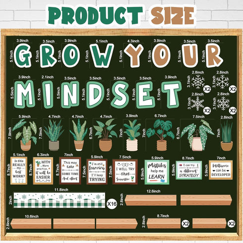 Mindset Set Pasimy Winter Growth Bulletin Board Plant Motivational Classroom Decorations January Bulletin Board