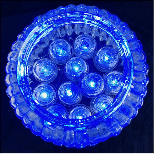 Bright LED Battery Operated Flameless Tea Light, Waterproof Submersible Candle for Party & Wedding, Pack of 12 (Blue)