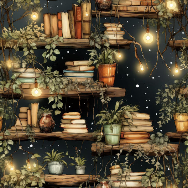 ReWallpaper Vintage Bookshelf Wallpaper Peel and Stick Dark Academia Book Wall Decor