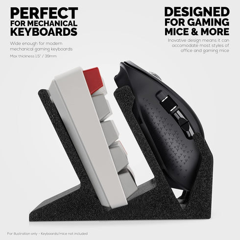 BRAINWAVZ Desktop Keyboard & Dual PC Mouse Stand Holder, Suitable for Small or Large Keyboards, Organize Your Work Space