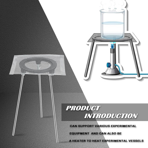 12 Inch Tripod Stand with 4 Pcs Mesh Screen, Cast Iron Removable Legs for Bunsen Burner Lab Equipment