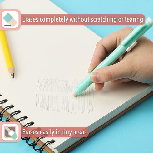 Mr. Pen Retractable Mechanical Eraser Pen, Pack of 6, Pencil Eraser in Pastel Colors for Artists and Students