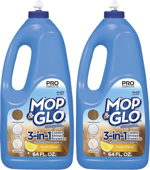 Mop & Glo Professional Multi-Surface Floor Cleaner, Fresh Citrus Scent, 64 Oz (Pack of 2)