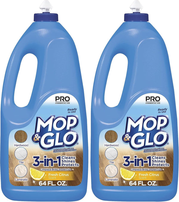 Mop & Glo Professional Multi-Surface Floor Cleaner, Fresh Citrus Scent, 64 Oz (Pack of 2)