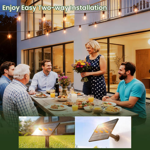 30 G40 Dimmable Bulbs, Svater Solar Outdoor String Lights FT, Patio Lights Shatterproof Vintage Edison Solar Powered