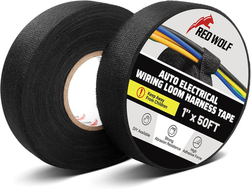 RED WOLF Wire Harness Cloth Tape 1 Inch x 50 FT Electric