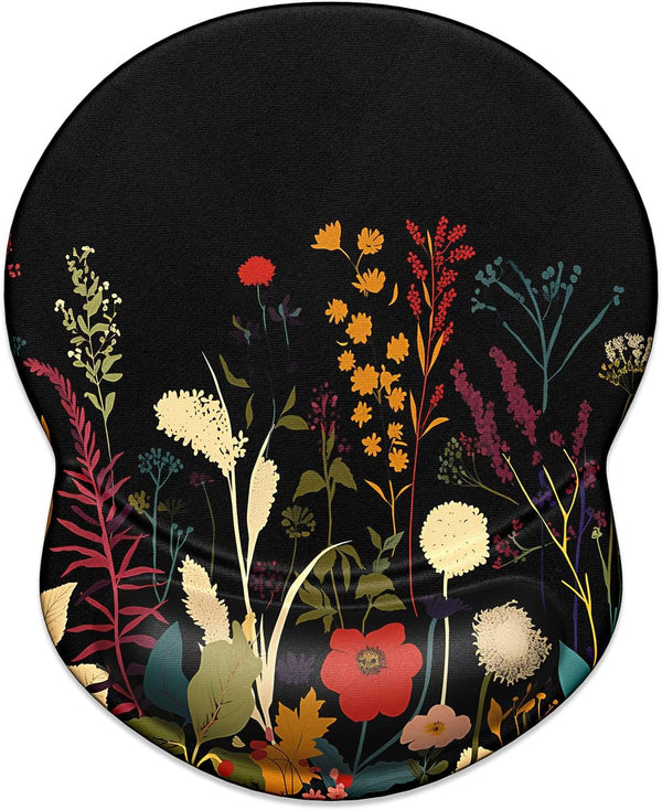 ITNRSIIET Ergonomic Mouse Pad with Gel Wrist Support, Non-Slip PU Base, 8.7 x 7.2 in, Pretty Flowers