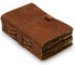 WANDERINGS Small Vintage Leather Journal - 4"x6", Antique Handmade Leather Bound Journal with Deckle Edge Paper