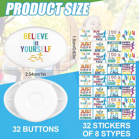 Beupy 32Pcs 32 Runner Bib Clips with Sheets DIY Stickers Reusable, Easy to Use Lightweight Safety Lock Fasteners