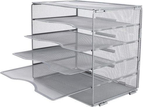 EasyPAG Mesh Office Paper Organizer, 5 Tier Desk Letter Tray File Sorter for Office and Home, Screws Free Design