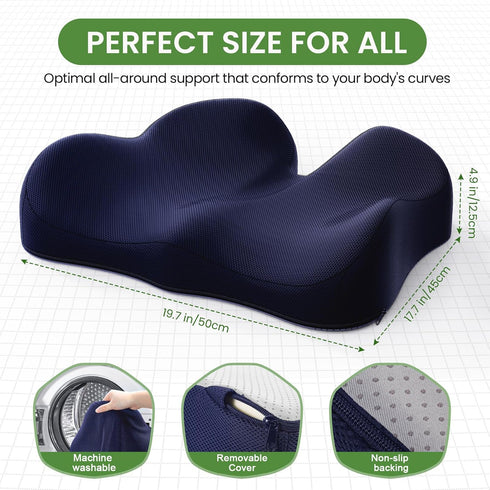 A-Pce Ergonomic Seat Cushion -Large Memory Foam Cushion for Office Chair- Sciatica & Lower Back & Coccyx Pain Relief