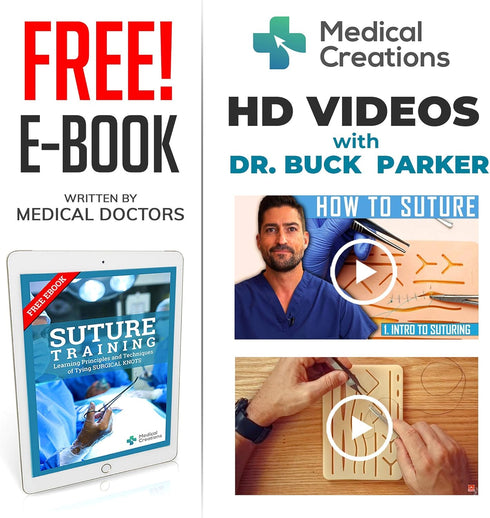 Medical Creations Suture Practice Kit: Silicone Suturing Pad, Tool Kit, Video Series by Board-Certified Surgeon