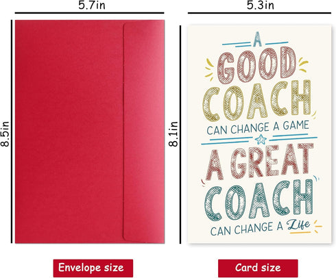 Bewoow Thank You Coach Card - Appreciation Greeting for Basketball, Soccer, Wrestling, or Any Sports Coach