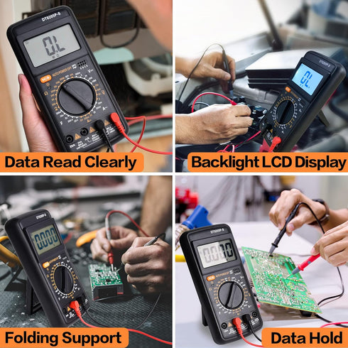 Digital Multimeter Tester, Pocket Voltmeter, Multi Tester Digital with Backlight LCD Data Hold, Voltage Tester