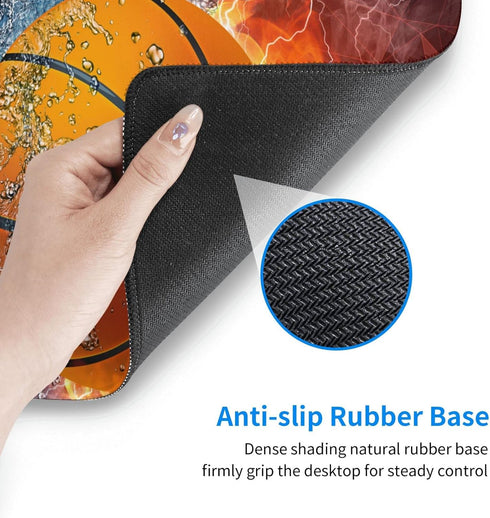 Extra Large Basketball Mouse Pad, 29.5" x 15.8" Cool Sports Style Extended Desk Mat with Non-Slip Base