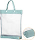 PATIKIL Green Nylon Document Bag with Handle, Transparent Handbag for Office Business