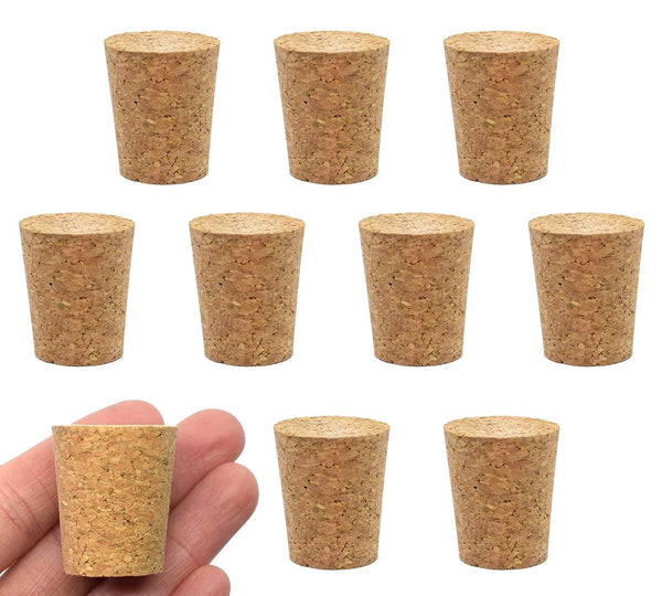 EISCO 10PK Cork Stoppers, Size #11, 21mm Bottom, 27mm Top, 31mm Length, Tapered Natural Bark Material