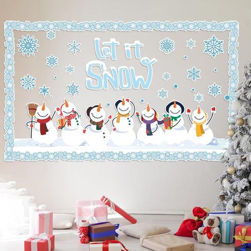 Winter Bulletin Board Decoration Set, Holiday Paper Cutouts for Christmas Classroom Decorations