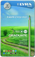 Lyra Graduate Colouring Pencils, 12 Assorted Colours, 3.8mm Thick Lead, Tin Box, Ideal for Student Artists & Schools