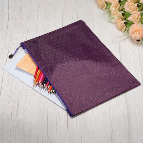 PATIKIL 2 Pack Waterproof Zipper File Bags - B4 Document Storage Folders for Office Travel, Purple