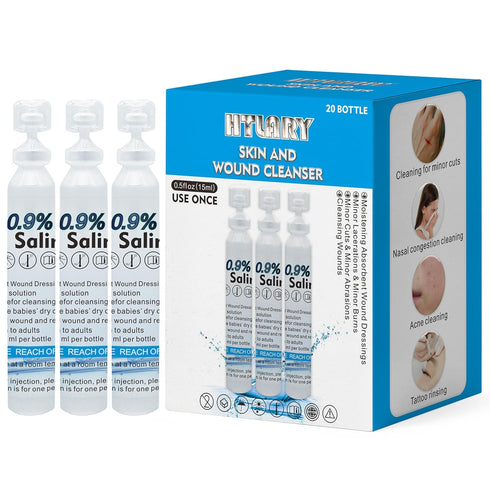 Sterile Saline Solution, 20-Pack Skin and Wound Cleanser, 0.9% Sodium Chloride Wound