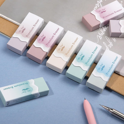 Mr. Pen 10 Pack Erasers - Wavy Sleeve Pencil Erasers in Morandi Colors for School Supplies