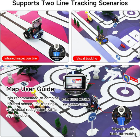 Yahboom 2m*1.5m AI Vision Autonomous Driving Sandbox Map Tracking Unmanned Robot Car Model Training with Traffic Light