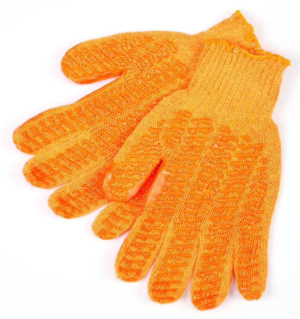 MCR Safety 9675MM Honey Grip Gloves, Cotton/Polyester, Medium, 1-Pair, Orange with Blue Cuff