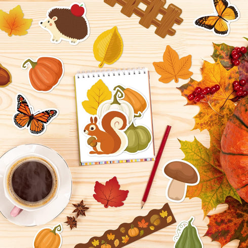 WATINC 170Pcs Fall Tree Learning Bulletin Board Decoration Set, Autumn Pumpkin Cutouts for Classroom Decor