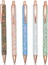 Gullor 5 Pcs Glitter Click Ballpoint Pens, Black Ink Medium Point 1mm for Office Supplies Gift (Gold)