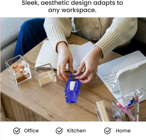 OfficeGoods Modern Acrylic Tape Dispenser - Non-Slip Rubber Holder, Perfect for Home, School, or Office Desk