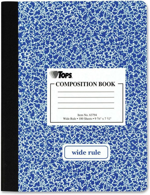 TOPS Composition Book, Wide/Legal Rule, Randomly Assorted Marble Cover, 100 Sheets, 9.75 x 7.5