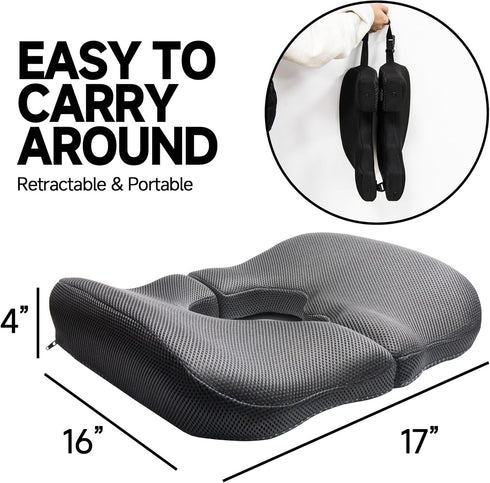 Tailbone 100% Dual-Piece Donut Pillow for Pain, Memory Foam Thick Bed Sore Cushion, T-Shaped Pressure Relief Pillows