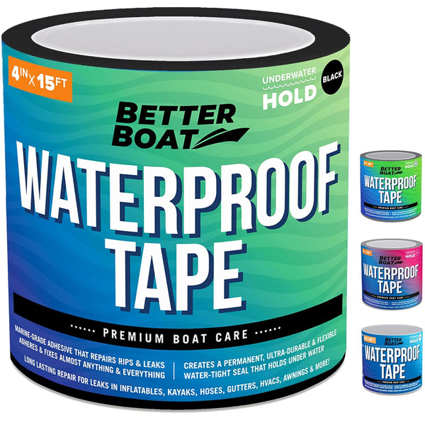Black Waterproof Tape for Leaks, Heavy Duty Water Proof Tape, 15 Feet x 4 Inches, Marine Grade