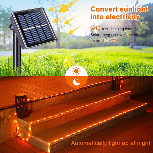 66 200 JMEXSUSS Orange Halloween Solar Lights, ft LED Rope Lights Outdoor Waterproof, PVC Tube Orange Christmas String