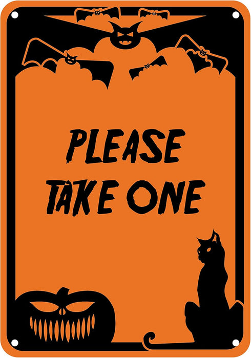 Reflective Aluminum Halloween Sign "Please Take One", 7" x 10" (HW-1379-RA)