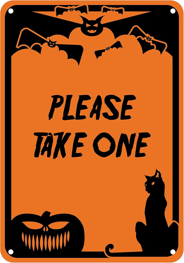 Reflective Aluminum Halloween Sign "Please Take One", 7" x 10" (HW-1379-RA)