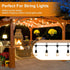 VAZOCA 42 Pcs Screw Hooks for Outdoor String Lights, Q-Hanger Hook with Safety Buckle, Patio Wall Ceilling Square Eye