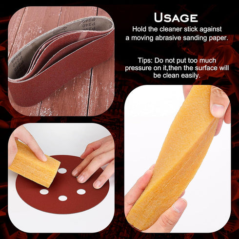 1 Pack Abrasive Cleaning Stick, 1-1/2" x 1-1/2" x 7-7/8" Natural Rubber Eraser Stick for Sanding Belts & Discs