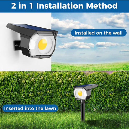 1 Pack 2-in-1 Peasur Solar Spot Lights Outdoor, Solar Spotlights Outdoor Waterproof Auto On/Off Landscape Lighting