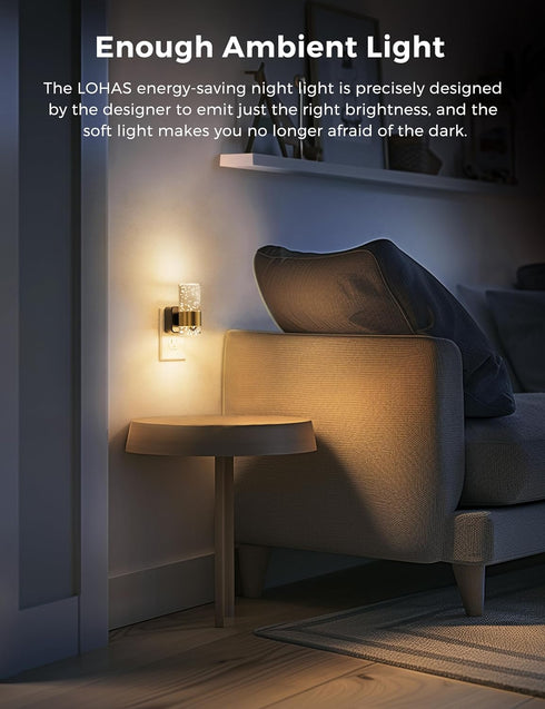 Light,Dimmable 2 Pack 0-100 3000K L LOHAS LED Night Night Lights Plug into Wall, Acrylic Nightlight with LM Adjustable