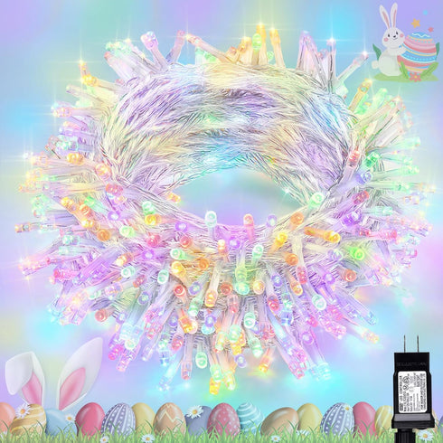 iShabao Outdoor String Lights, 66ft 200 LED 8 Modes Pastel String Lights,