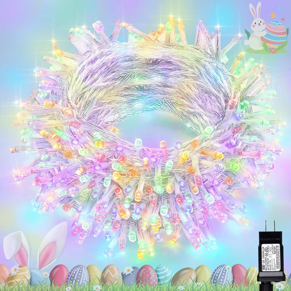 iShabao Outdoor String Lights, 66ft 200 LED 8 Modes Pastel String Lights,