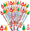 Christmas Pencils Multi-Point Stackable Push Pencils Decorated with Santa, Xmas Tree, Deer, and Snowman (24 Pieces)